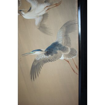 堀田秀叢 五位鷺図 屏風　Z955 