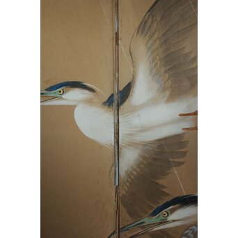 堀田秀叢 五位鷺図 屏風　Z955 