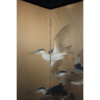 堀田秀叢 五位鷺図 屏風　Z955 