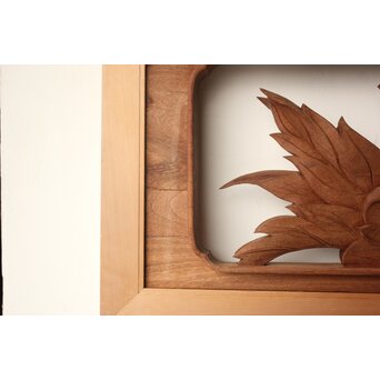 川原和夫 牡丹 木彫欄間 2枚1組　R0566 