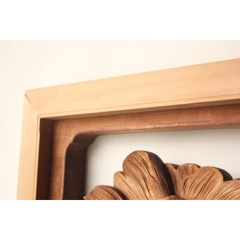 川原和夫 牡丹 木彫欄間 2枚1組　R0566 