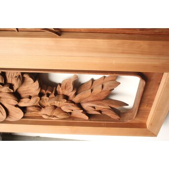 川原和夫 牡丹 木彫欄間 2枚1組　R0566 