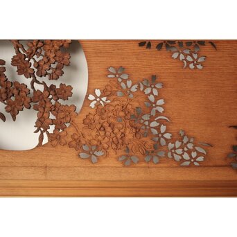 桜 木彫欄間 陽刻陰刻彫　R0567 