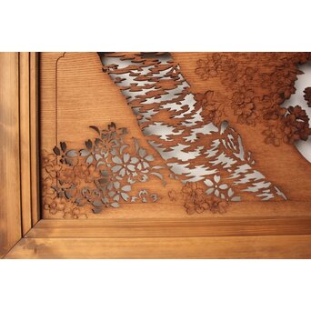 桜 木彫欄間 陽刻陰刻彫　R0567 