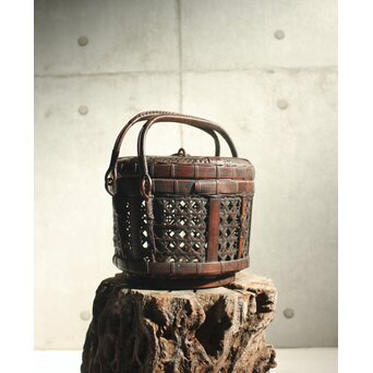 初代 早川尚古斎 竹籠 提藍　U427