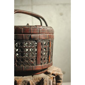 初代 早川尚古斎 竹籠 提藍　U427 