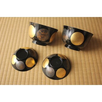 魯山人写 日月椀 8客　Q415 