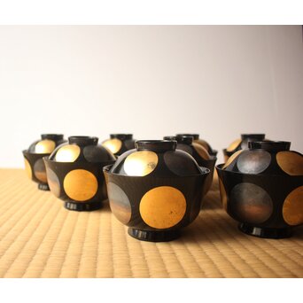 魯山人写 日月椀 8客　Q415 