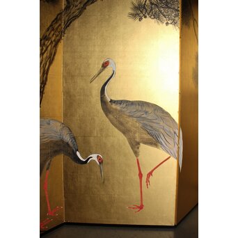 荒木十畝 金地 鶴図 大屏風　Z972 