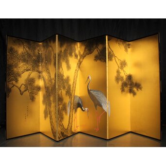 荒木十畝 金地 鶴図 大屏風　Z972
