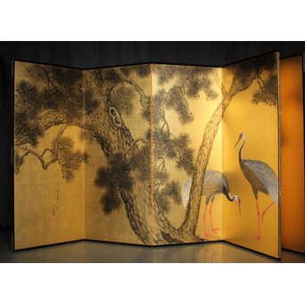 荒木十畝 金地 鶴図 大屏風　Z972 