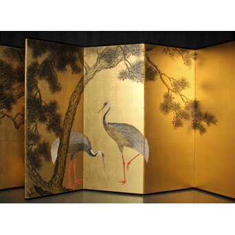 荒木十畝 金地 鶴図 大屏風　Z972 