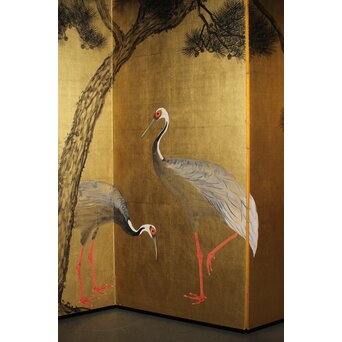 荒木十畝 金地 鶴図 大屏風　Z972 