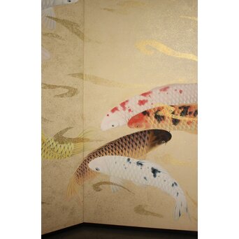 群鯉図屏風 二曲一双　Z973 