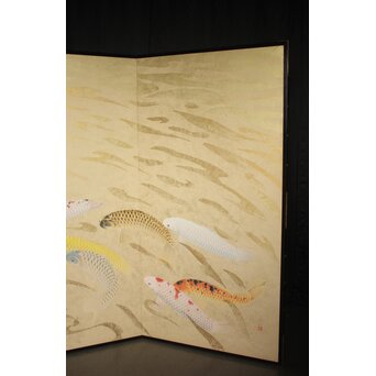 群鯉図屏風 二曲一双　Z973 