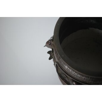 翠松亭梅や造 鋳造 鯉 銅火鉢一対　M493 