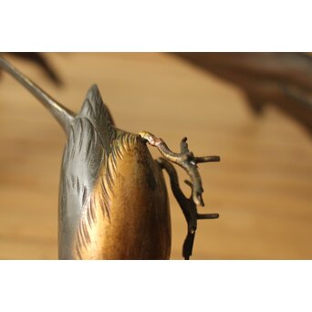 清明銘 八手文鳥 金工 置物　M494 