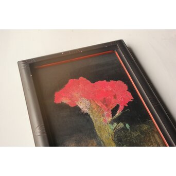 藤井勘圿 藤井勘介 現代作家 鶏頭 額装　Z974 