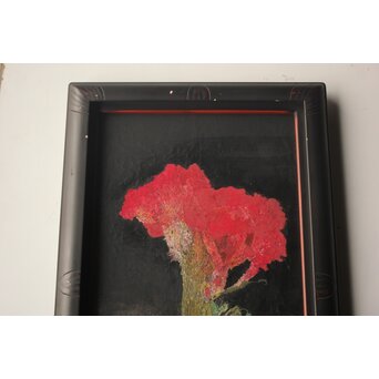 藤井勘圿 藤井勘介 現代作家 鶏頭 額装　Z974 