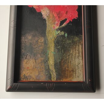 藤井勘圿 藤井勘介 現代作家 鶏頭 額装　Z974 