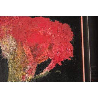 藤井勘圿 藤井勘介 現代作家 鶏頭 額装　Z974 