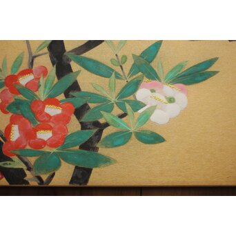 山口蓬春 花図 色紙　Z979 