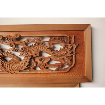 雲竜木彫欄間 2枚1組　R0570 