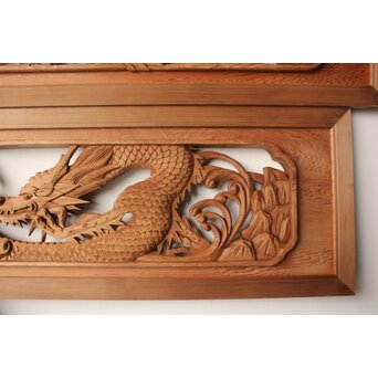 雲竜木彫欄間 2枚1組　R0570 