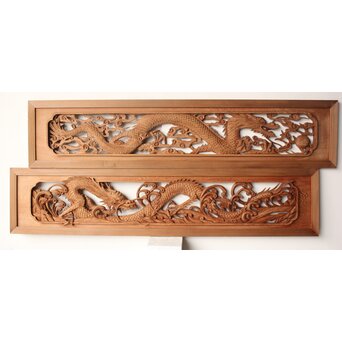 雲竜木彫欄間 2枚1組　R0570