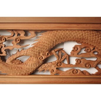 雲竜木彫欄間 2枚1組　R0570 