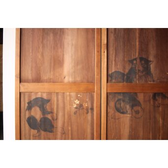 板絵建具 犬図 2枚1組　B1130 