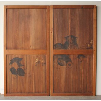 板絵建具 犬図 2枚1組　B1130 