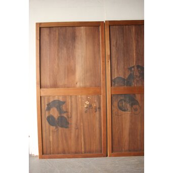 板絵建具 犬図 2枚1組　B1130 