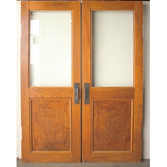 総欅 クリアガラス観音扉 2枚1組　GD0369