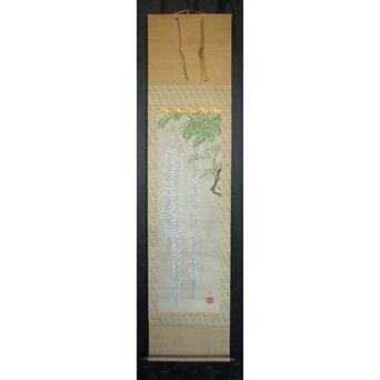 模写 本阿弥光甫 藤 牡丹 楓図より 喜多武清印模写印あり 掛軸　Z988 