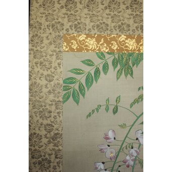 模写 本阿弥光甫 藤 牡丹 楓図より 喜多武清印模写印あり 掛軸　Z988 