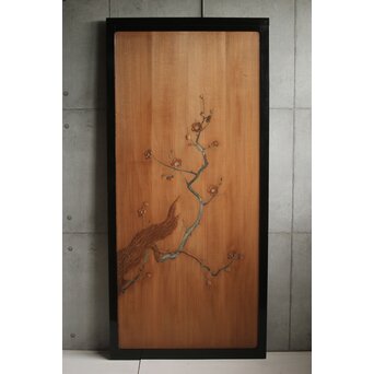 象嵌彩色 梅図 板戸　B1131