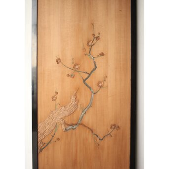 象嵌彩色 梅図 板戸　B1131 