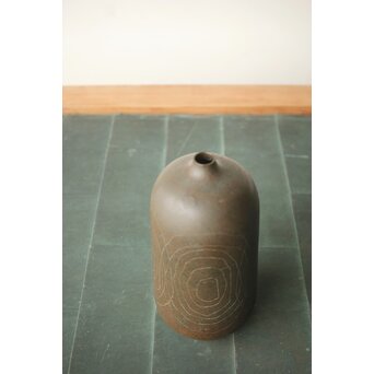 横倉嘉山 渦紋銅花瓶　M497 