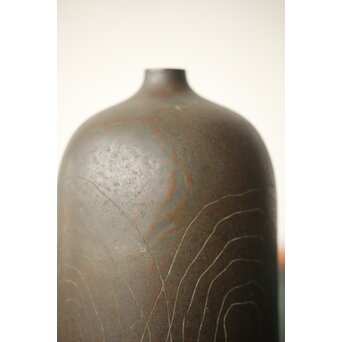 横倉嘉山 渦紋銅花瓶　M497 