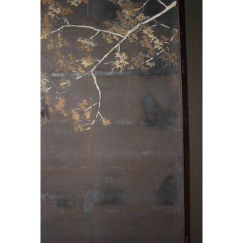 白鹿図 時代銀屏風　Z989 