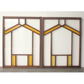 フランクロイド風 洋風色ガラス戸 2枚1組　GD0371 