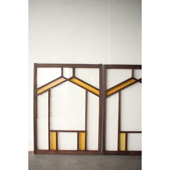 フランクロイド風 洋風色ガラス戸 2枚1組　GD0371 