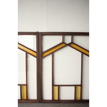 フランクロイド風 洋風色ガラス戸 2枚1組　GD0371 