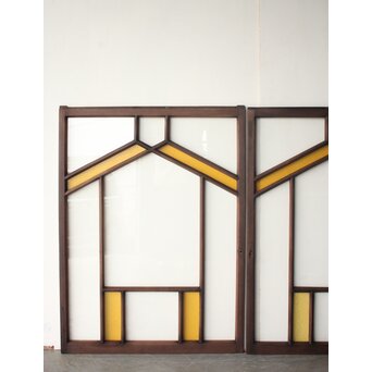 フランクロイド風 洋風色ガラス戸 2枚1組　GD0371 