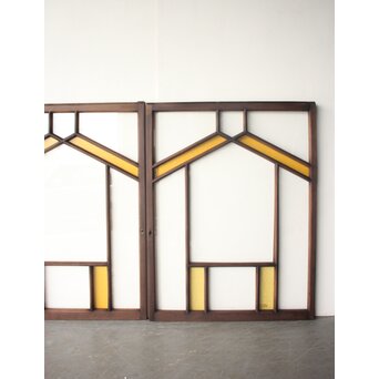 フランクロイド風 洋風色ガラス戸 2枚1組　GD0371 