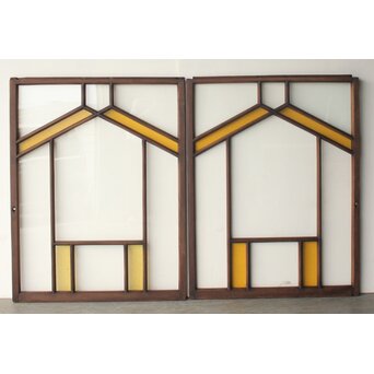 フランクロイド風 洋風色ガラス戸 4枚1組　GD0372 
