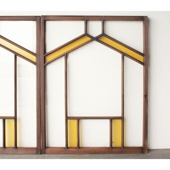 フランクロイド風 洋風色ガラス戸 4枚1組　GD0372 