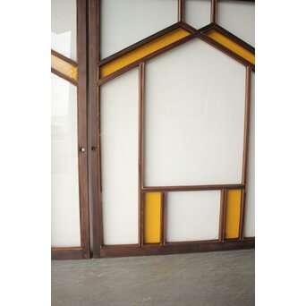 フランクロイド風 洋風色ガラス戸 4枚1組　GD0372 