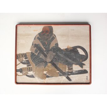 北海道画家 平子聖龍『アイヌ人物図』額装　Z995